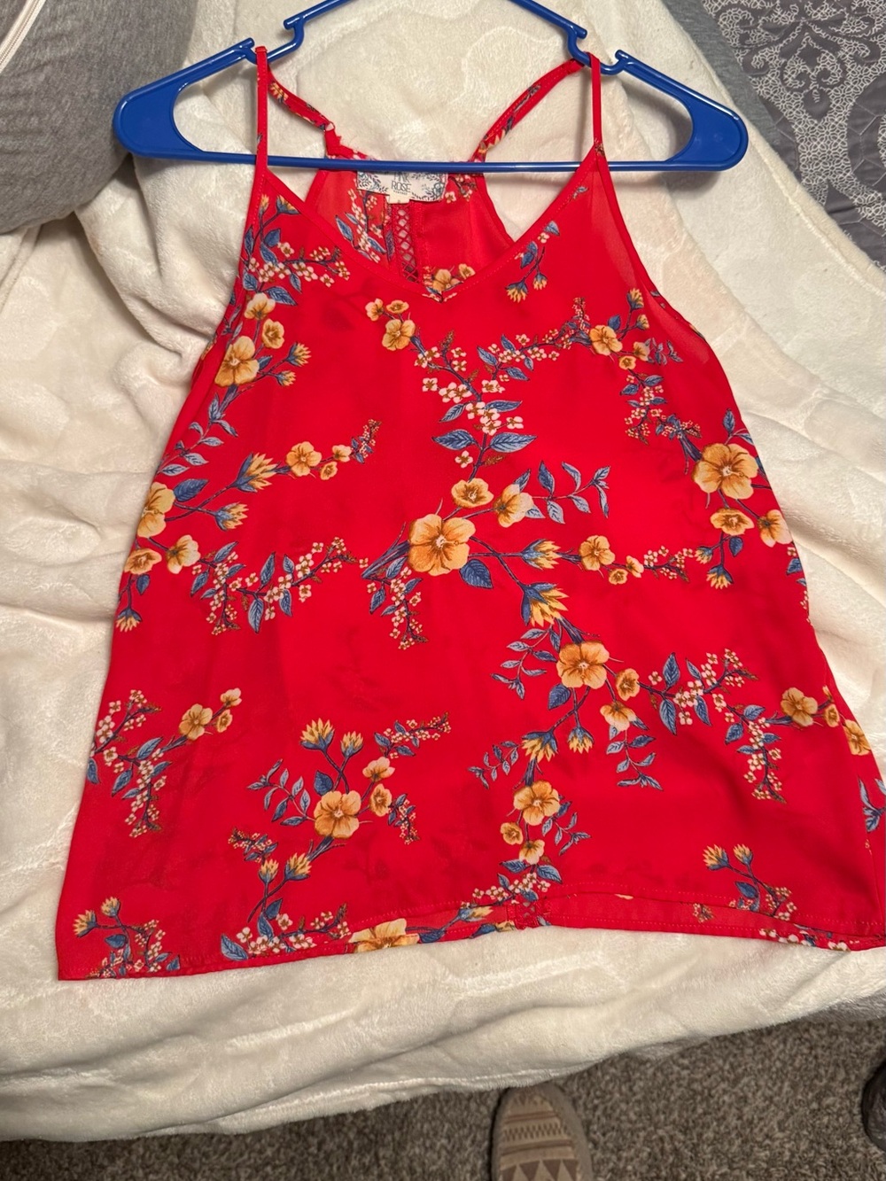 Women's Red Floral Cami Tank Top
